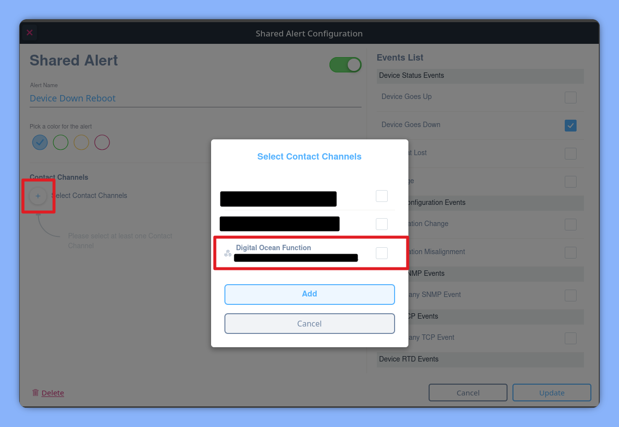 Creating the Shared Alert and adding the Contact Channel
